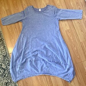 EXCELLENT Condition Cotton Lani Washed Indigo Bubble Hem Dress